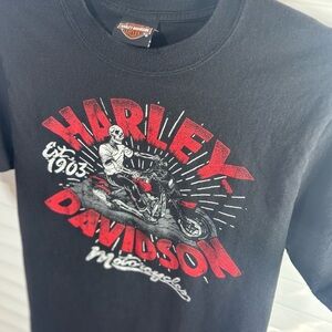 Harley Davidson Shirt Womens Small Skeleton Motorcyles Crewneck Tee Eagle Moto